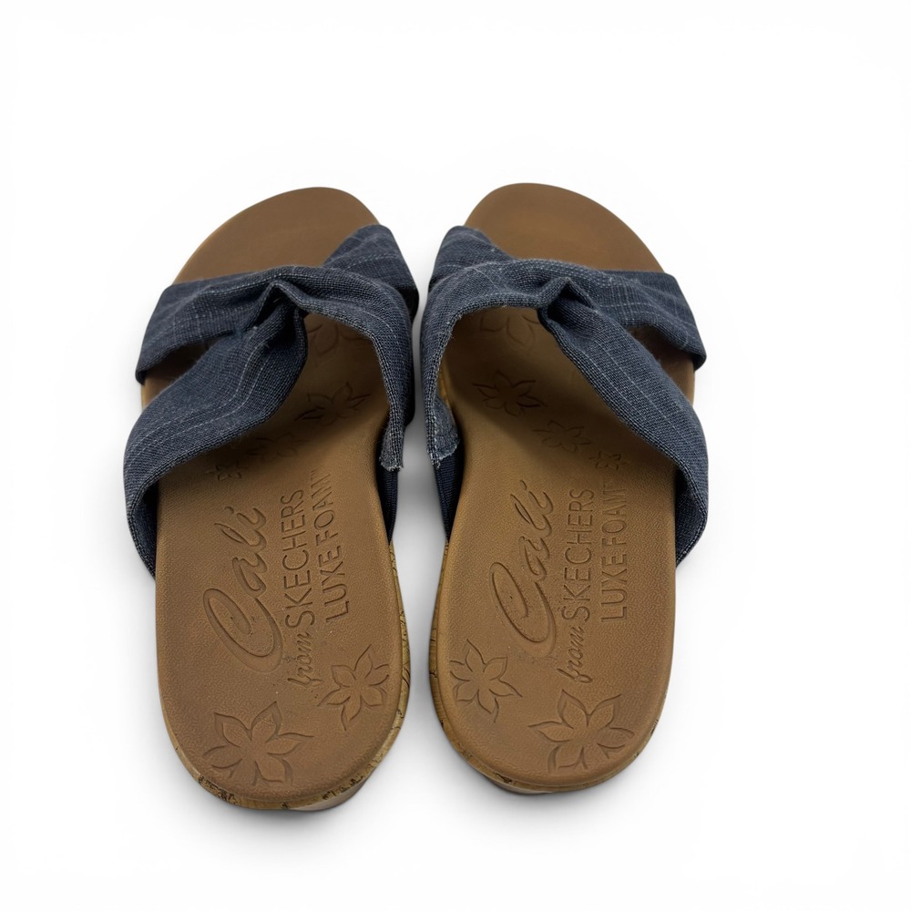Skechers Cali Beverlee High Tea Navy Blue Wedge Sandals Women's Size 7 - Picture 5 of 9